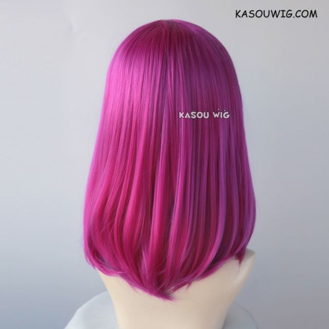 M-1/  KA053 Red Violet Purple long bob cosplay wig. shouder length lolita wig suitable for daily use