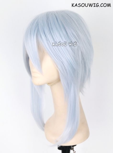 Sword Art Online II Asada Shino short layers light blue cosplay wig with long sides hair