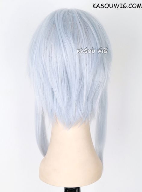 Sword Art Online II Asada Shino short layers light blue cosplay wig with long sides hair