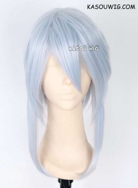 Sword Art Online II Asada Shino short layers light blue cosplay wig with long sides hair