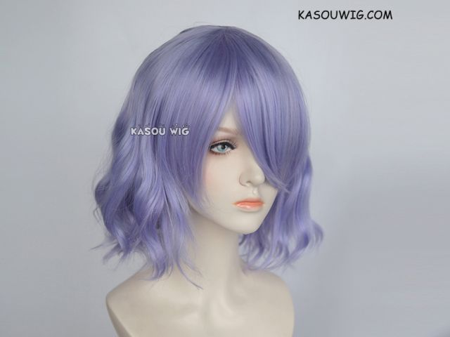 S-4 / KA056 pastel Lavender loose beach waves lolita . harajuku wig with bangs .35cm .