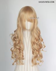 L-1 / KA012 golden blonde 75cm long curly wig . Hiperlon fiber