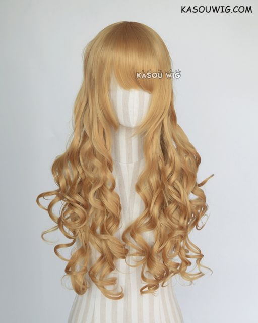 L-1 / KA013 light golden 75cm long curly wig . Hiperlon fiber