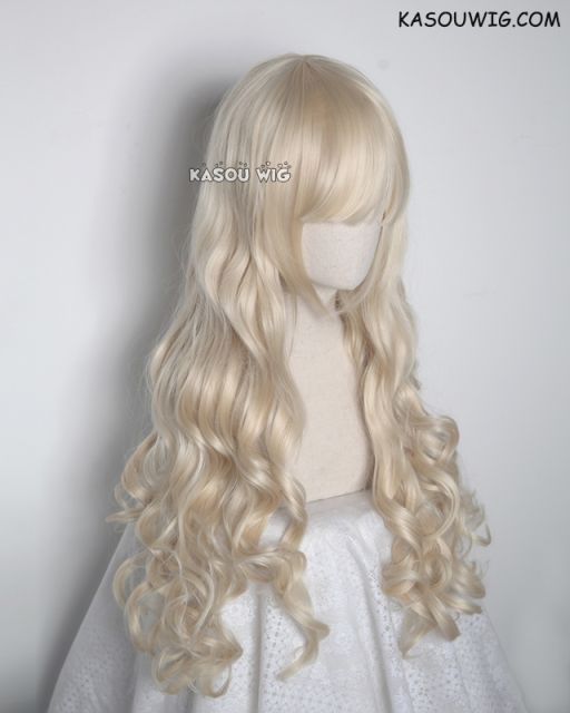 L-1 / KA006 light blonde 75cm long curly wig . Hiperlon fiber