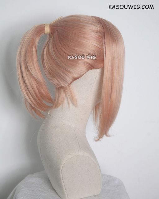 S-3 / SP20 peach pink ponytail base wig with long bangs.