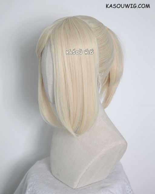 S-3 / SP17 light cream blonde ponytail base wig with long bangs.