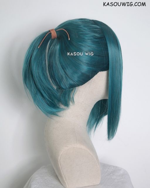 S-3 / KA064 dark green ponytail base wig with long bangs.