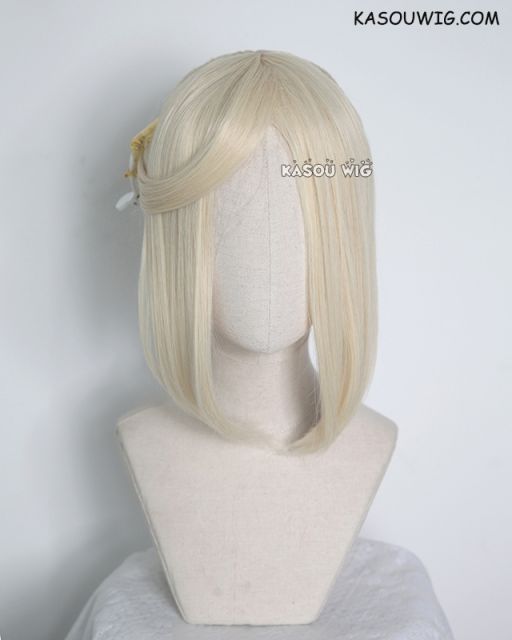 S-3 / SP17 light cream blonde ponytail base wig with long bangs.