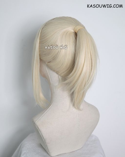 S-3 / SP17 light cream blonde ponytail base wig with long bangs.