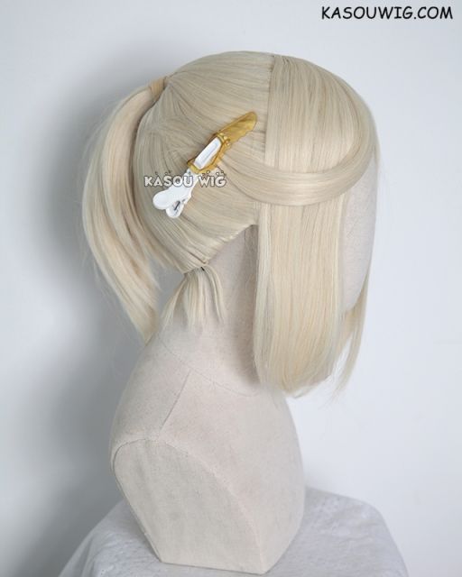 S-3 / SP17 light cream blonde ponytail base wig with long bangs.