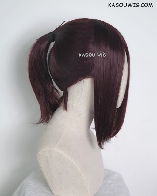 S-3 / KA058 dark reddish brown  ponytail base wig with long bangs.