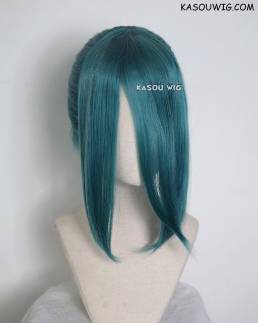 S-3 / KA064 dark green ponytail base wig with long bangs.