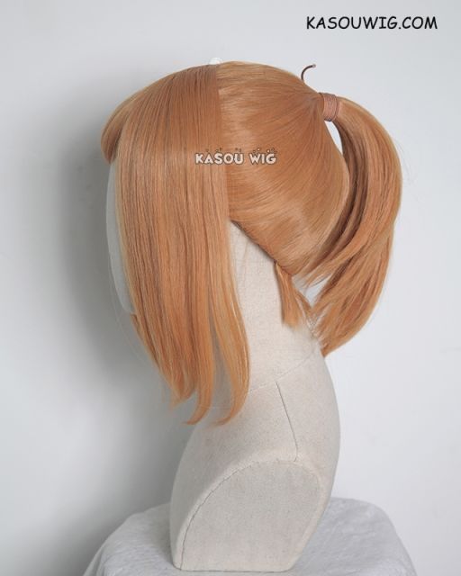 S-3 / SP19 pastel orange ponytail base wig with long bangs.