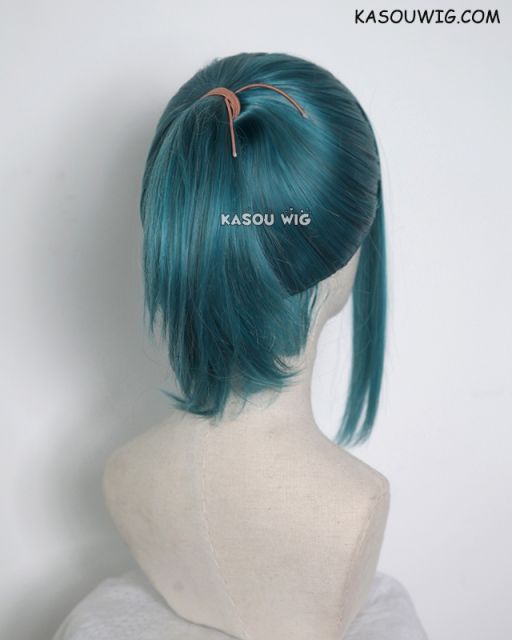 S-3 / KA064 dark green ponytail base wig with long bangs.