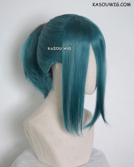 S-3 / KA064 dark green ponytail base wig with long bangs.