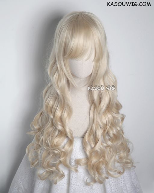 L-1 / KA006 light blonde 75cm long curly wig . Hiperlon fiber