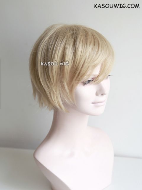 APH / Axis Power Hetalia Norway short side parted beige blonde cosplay wig with ahoge. SP11