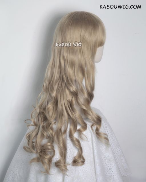 L-1 / KA016 tanned blonde 75cm long curly wig . Hiperlon fiber