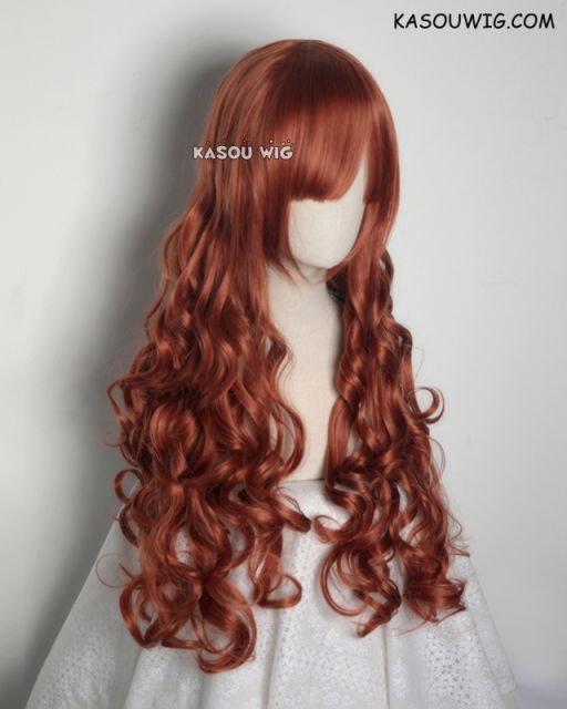 L-1 / SP06 Auburn brown 75cm long curly wig . Hiperlon fiber
