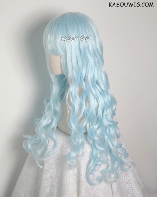 L-1 / KA045 Light Cyan 75cm long curly wig . Hiperlon fiber