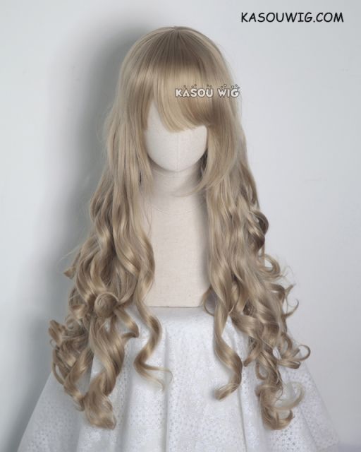 L-1 / KA016 tanned blonde 75cm long curly wig . Hiperlon fiber