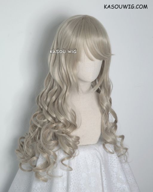 L-1 / SP02 sand blonde 75cm long curly wig .Tangle Resistant fiber