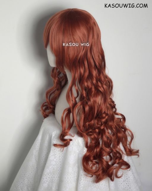 L-1 / SP06 Auburn brown 75cm long curly wig . Hiperlon fiber