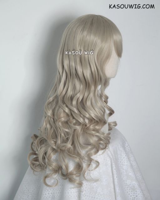 L-1 / SP02 sand blonde 75cm long curly wig .Tangle Resistant fiber