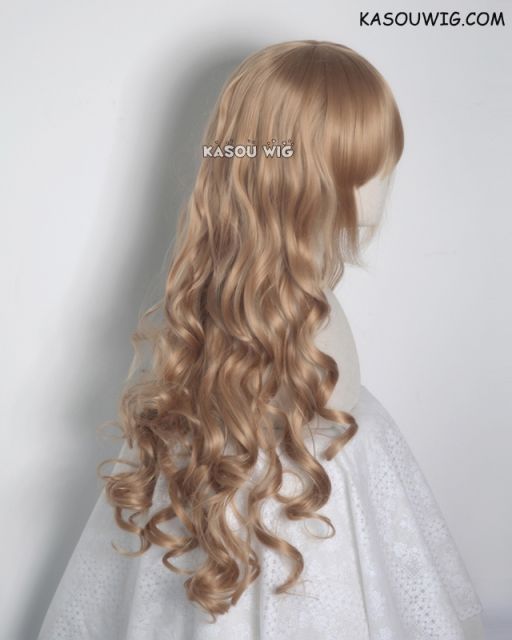 L-1 / KA017 dark natural blonde  75cm long curly wig . Hiperlon fiber