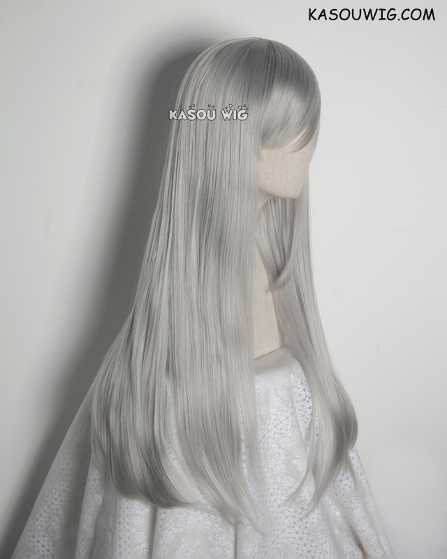 L 2 KA003 light gray 75cm long straight wig . Tangle Resistant fiber