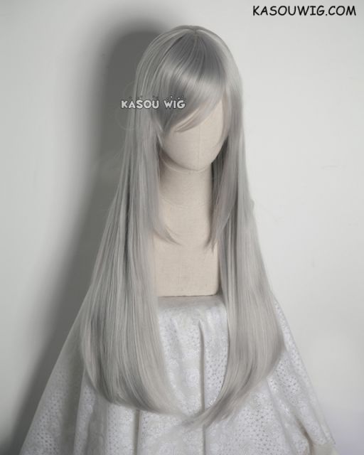 L-2 / KA003 light gray 75cm long straight wig . Tangle Resistant fiber