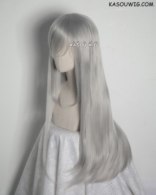 L-2 / KA003 light gray 75cm long straight wig . Tangle Resistant fiber