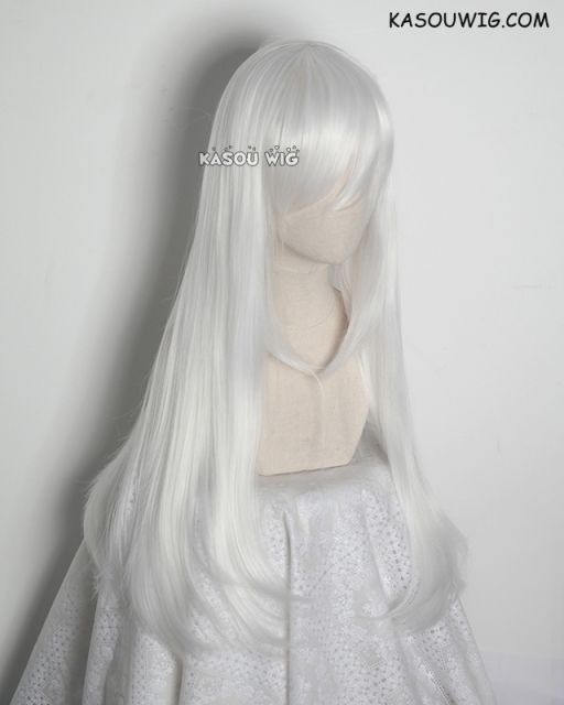 L-2 / KA001 snow white 75cm long straight wig . Tangle Resistant fiber