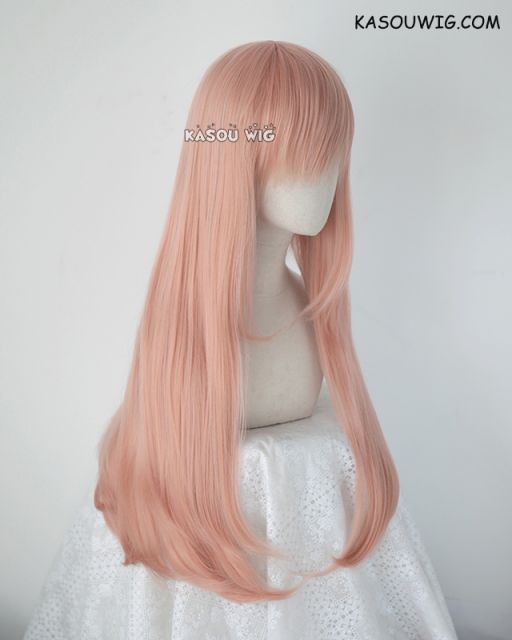 L-2 / SP22 coral pink 75cm long straight wig . Tangle Resistant fiber