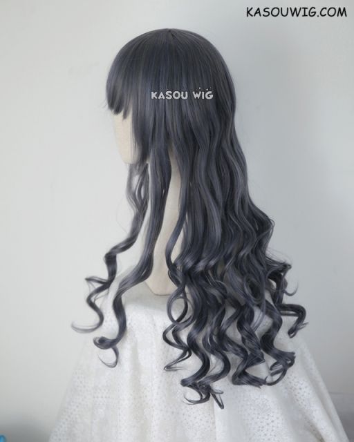 L-1 / SP29 bluish gray 75cm long curly wig . Tangle Resistant fiber