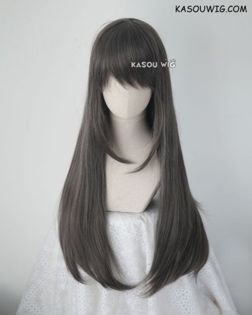 L-2 / SP09 dark gray  75cm long straight wig . Tangle Resistant fiber