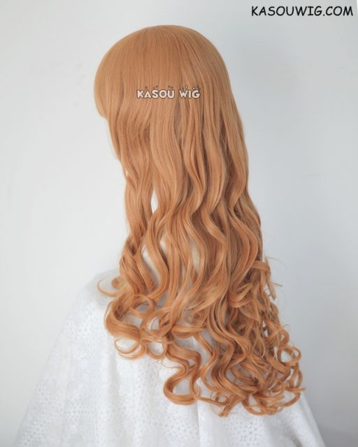 L-1 / SP19 pastel orange 75cm long curly wig . Tangle Resistant fiber