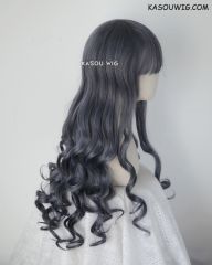 L-1 / SP29 bluish gray 75cm long curly wig . Tangle Resistant fiber