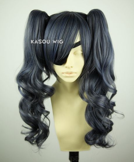Black Butler / Kuroshitsuji lady Ciel female version gray mix blue cosplay wig . lolita wig ( SP29 )