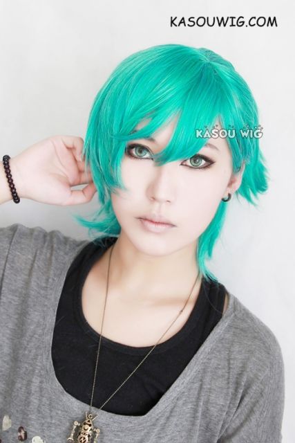 Uta no Prince sama Mikaze Ai turquoise cosplay wig . clip-on ponytail