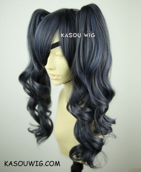 Black Butler / Kuroshitsuji lady Ciel female version gray mix blue cosplay wig . lolita wig ( SP29 )