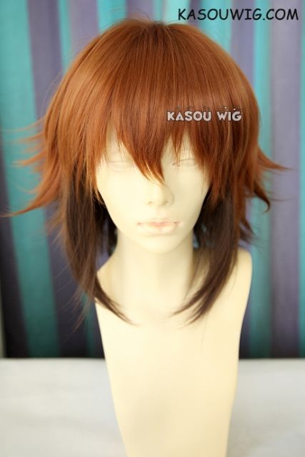 40cm / 15.7" Yu-Gi-Oh! GX Jaden Yuki brown coffee ombre flip out cosplay wig