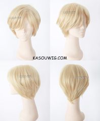 Sailor Moon Sailor Uranus Haruka Tenoh side parted pale sand blonde short curly cosplay wig