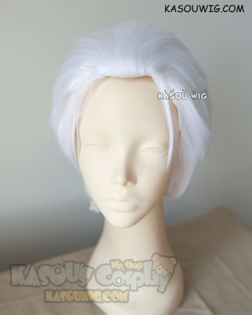 Devil May Cry Vergil  / Fate Stay Night  Archer / Tokyo Ghou Kaneki Ken short all back white layers cosplay wig with widows peak