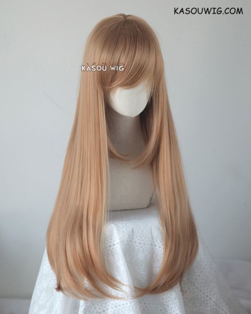 L-2 / KA023 caramel 75cm long straight wig . Tangle Resistant fiber