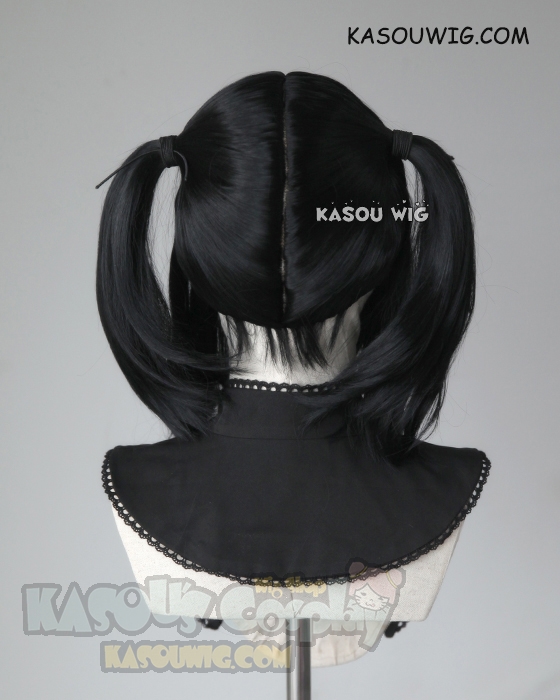 M 2 KA032 jet black pigtails base wig with long bangs