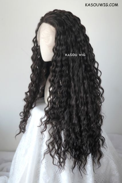 Lace Front>>> Disney Moana brown black curly long cosplay wig