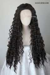 Lace Front>>> Moana brown black curly long cosplay wig