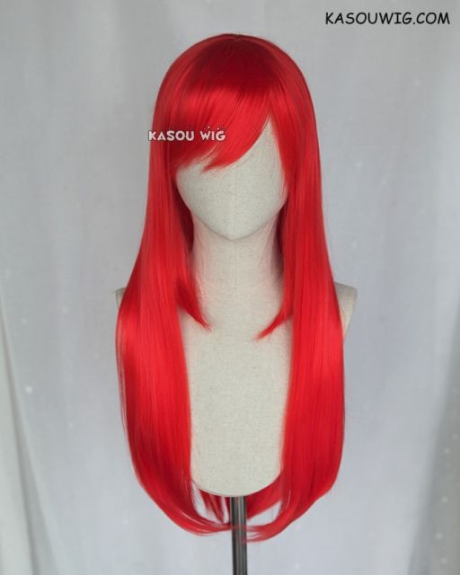 L-2 / KA039 bright red 75cm long straight wig . Heating Resistant fiber