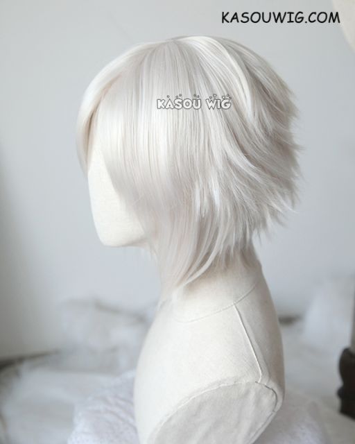 D. Gray-man Allen Walker short pearl white side parted cosplay wig . SP05